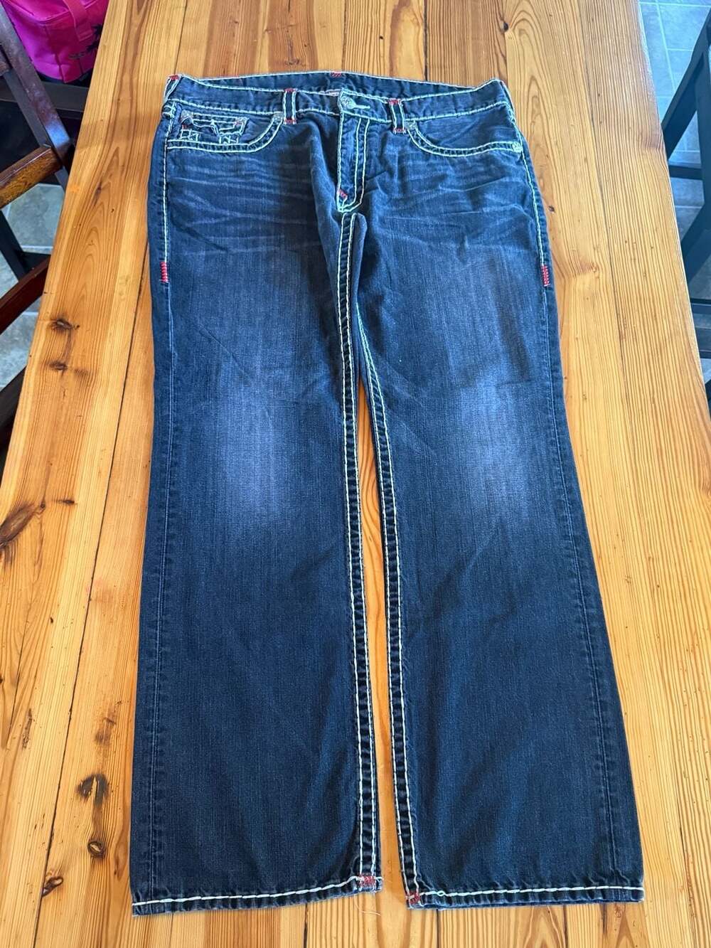 True Religion Jeans Size 40 Dark Wash Super T Stitch